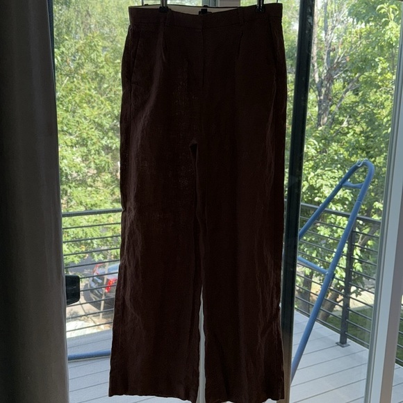 J.Crew Wide Leg Essential Pant Linen Roasted Cocoa US 8 - Picture 4 of 8